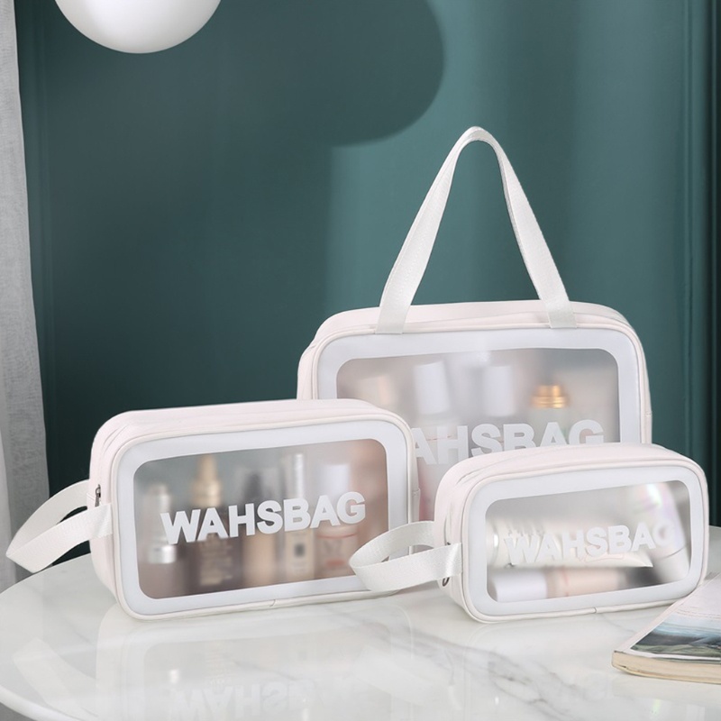 Set 1 / 3 / 6 Túi Đựng Mỹ Phẩm Trong Suốt In Chữ Chống Thấm Nước Có Khóa Kéo Tiện Dụng Mang Theo Du Lịch