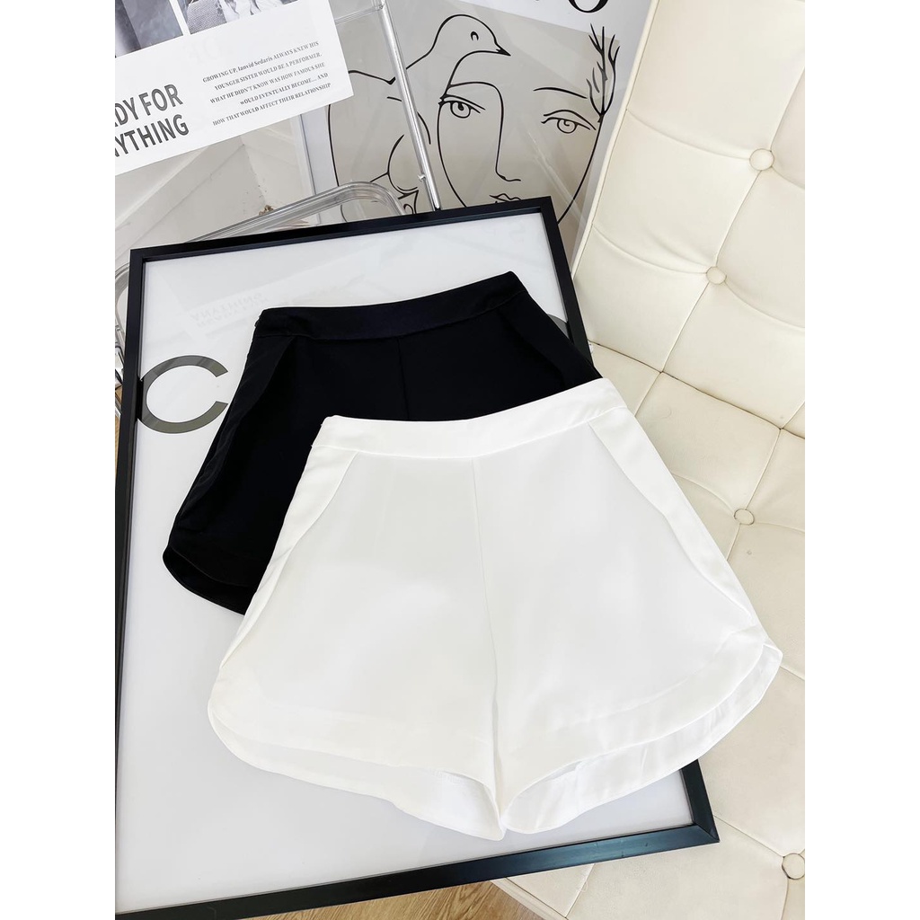 [HÀNG THIẾT KẾ CAO CẤP] Quần Short Lai Bầu Màu Trắng / Đen