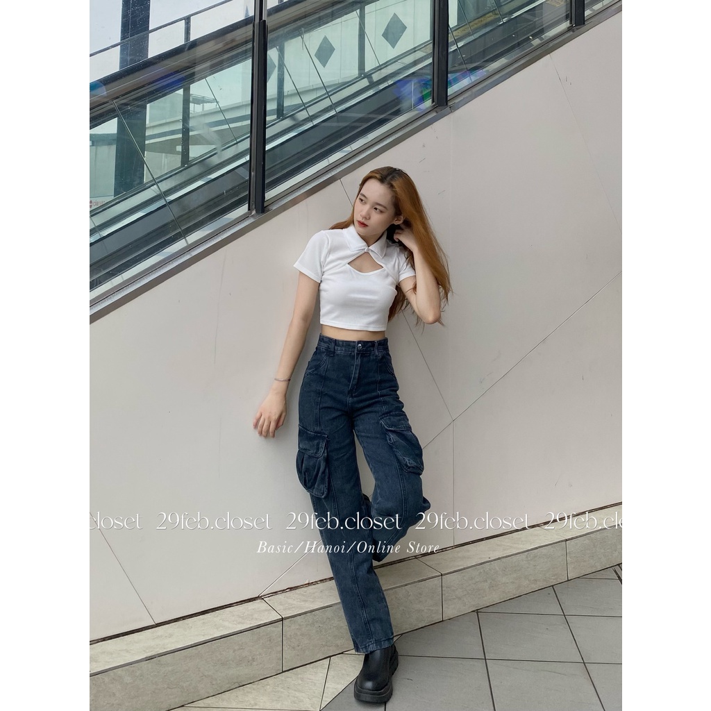 Quần jeans suông cạp cao túi hộp 2 bên - 29feb.closet - Q45