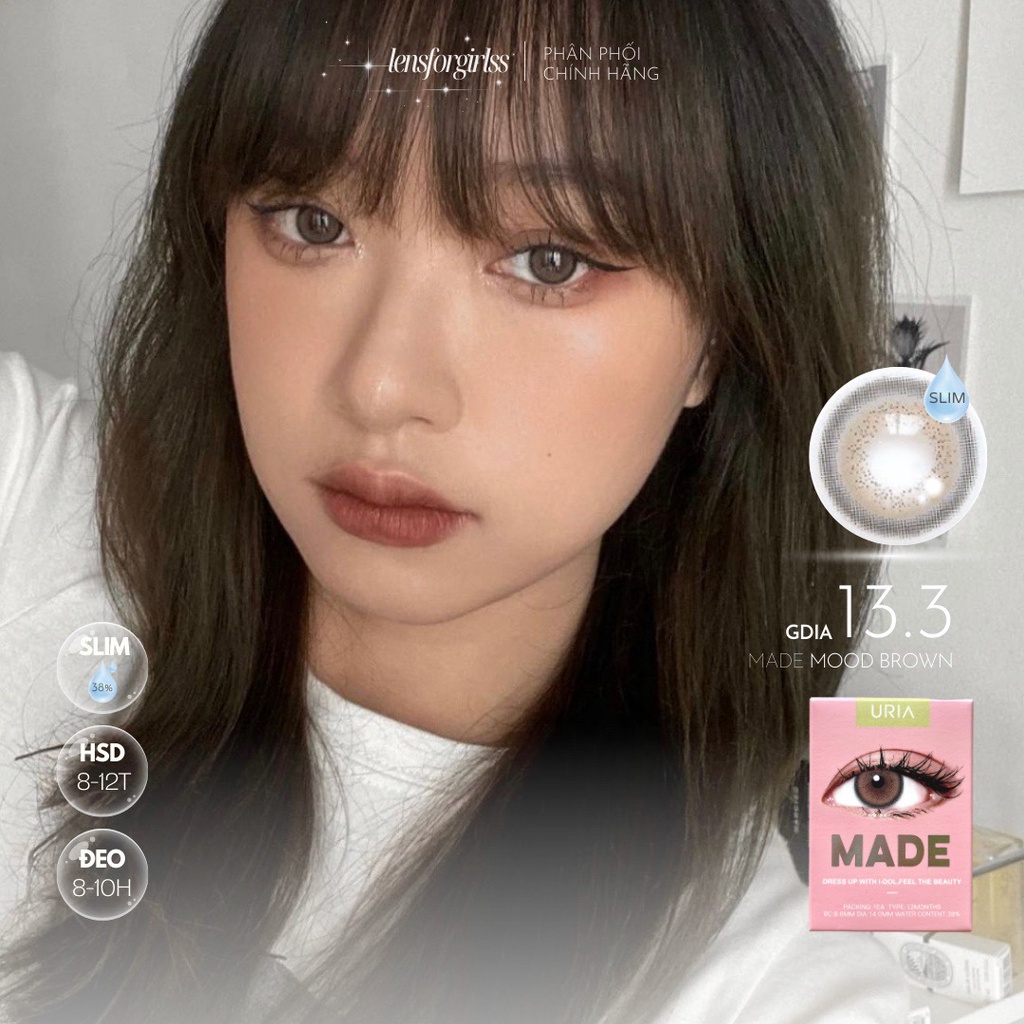 Kính áp tròng xám tây có viền MADE MOOD BROWN chính hãng IDOL LENS | HSD 8-12 tháng | Lens cận