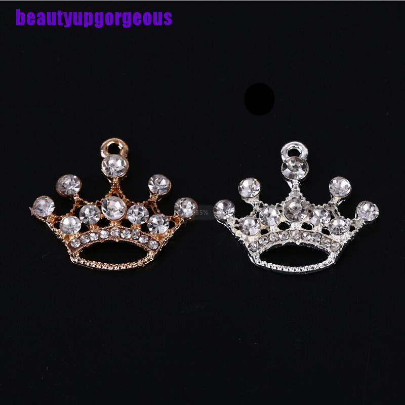 CHARMS Set 10 Mặt Dây Chuyền Hình Vương Miện Bằng Hợp Kim Đính Đá Pha Lê Diy