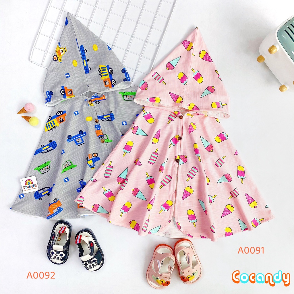 Áo choàng cho bé -áo choàng cánh dơi-áo chống nắng-chống gió-chất liệu cotton hàn cao cấp lô 002 của COCANDY mã AC10