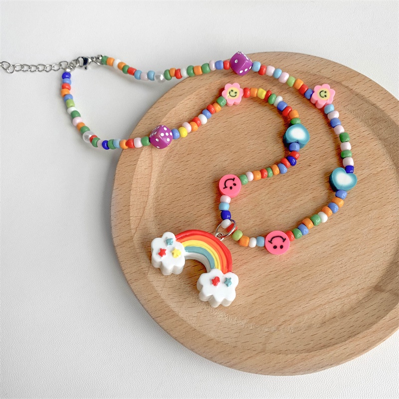 Vòng cổ Mặt Quái Vật Hoạt Hình Màu Cầu Vồng Phong Cách Hàn Quốc