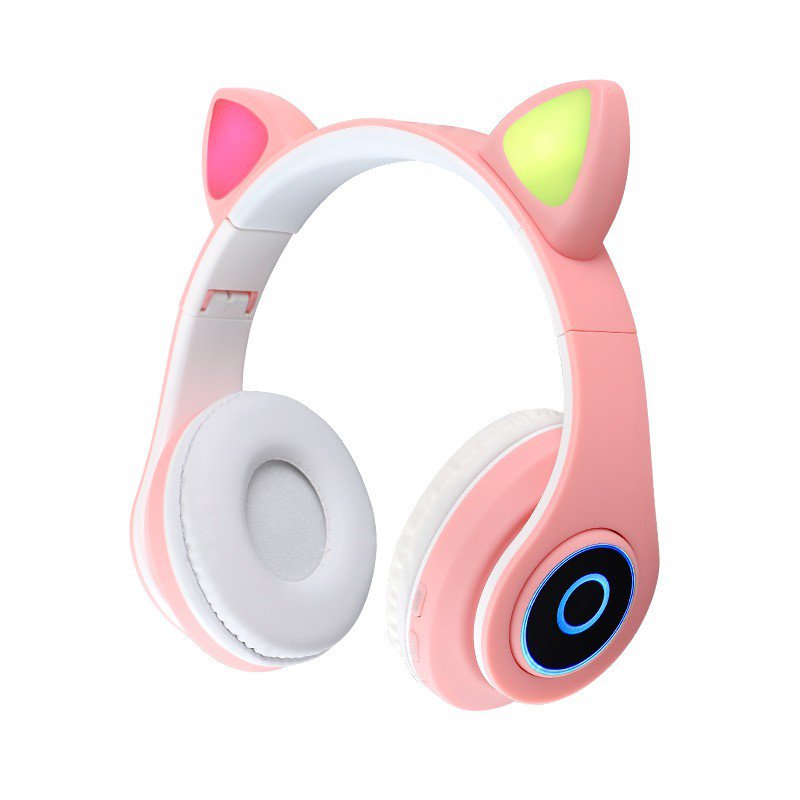 Tại ChỗTai Nghe Mèo Bluetooth không dây hồng tím tai nghe blutooth V5.0 Chơi Game Hình Tai chụp tai có mic Đáng Yêu Kèm