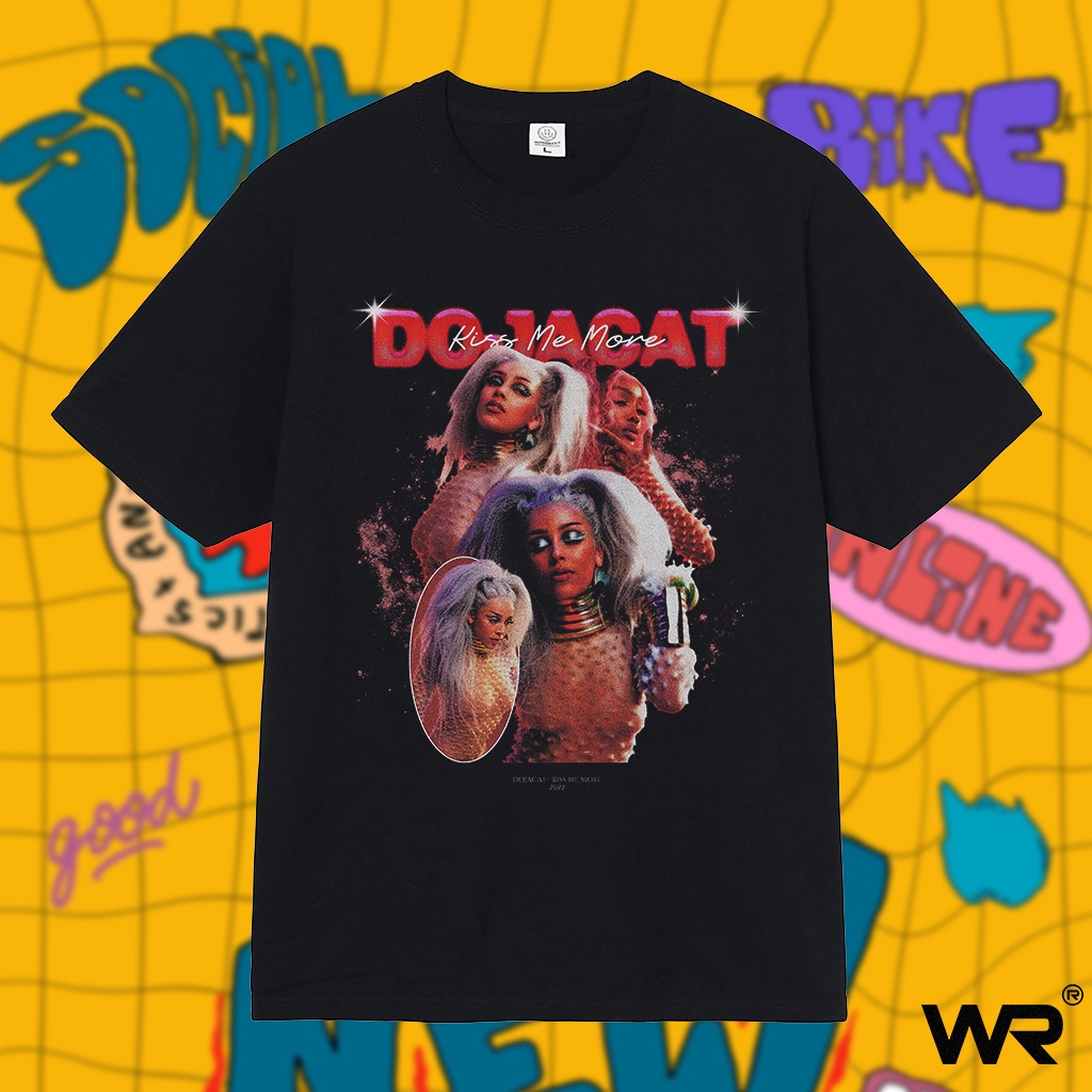 Áo thun unisex Wright nữ ca sĩ rapper Doja Cat kiss me more tiktok phong cách vintage mỹ oversize