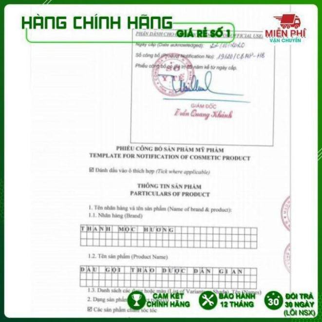 [NGĂN RỤNG, KÍCH MỌC TÓC, NGỪA GÀU NẮM NGỨA, CHÍNH HÃNG] Dầu gội thảo dược dân gian Thanh Mộc Hương