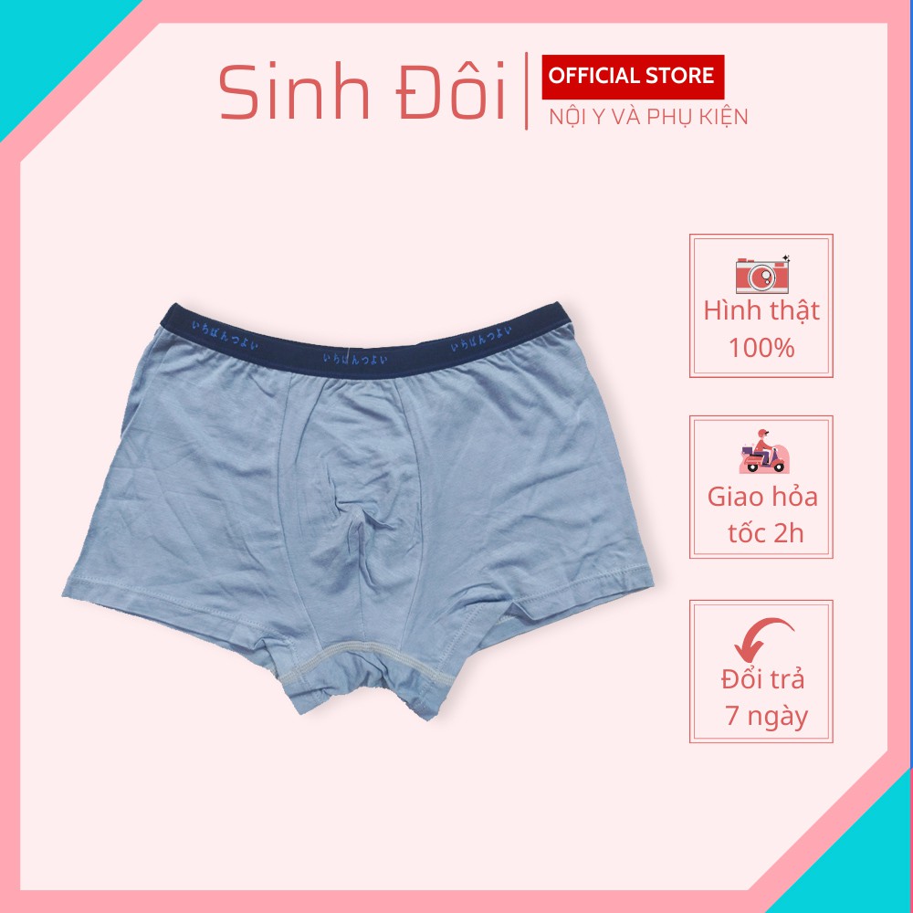 Quần lót nam boxer đùi cao cấp cotton lưng nhỏ bền đẹp, thoáng mát, thấm hút mồ hôi co giãn thoải mái