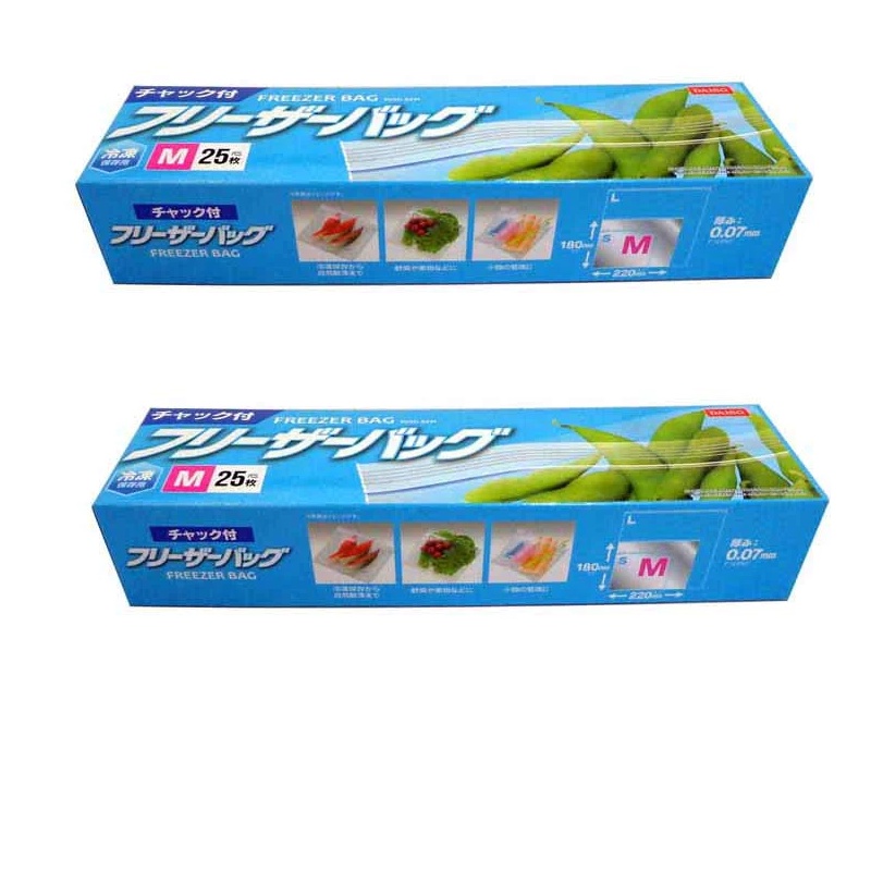 Daiso Japan Túi trữ đông có kẹp size M 25 túi