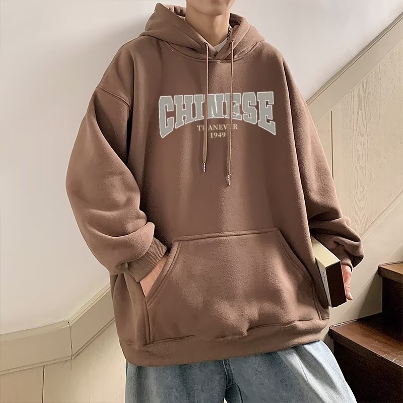 Áo hoodie Dáng Rộng In Chữ Thời Trang Mùa Đông Hàn Quốc Chất Lượng Cao Cỡ Lớn M-5XL Cho Nam
