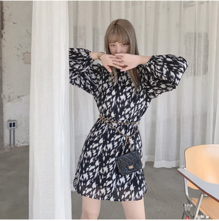 Đầm hoa Peppermint 40676 tay dài dáng rộng phong cách mới thời trang cho nữ