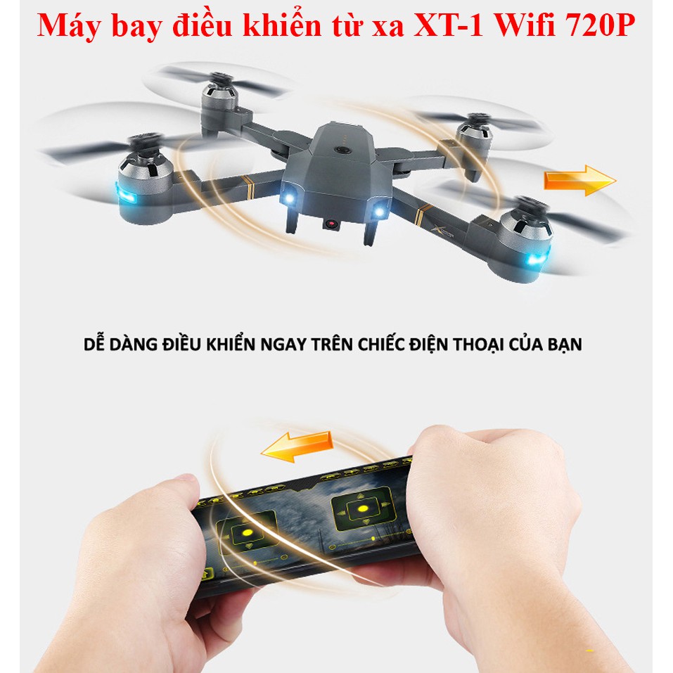 Flycam giá rẻ- Máy bay điều khiển từ xa XT-1 kết nối Wifi 2.4 GHz quay phim, chụp ảnh Full HD 720P. | BigBuy360 - bigbuy360.vn