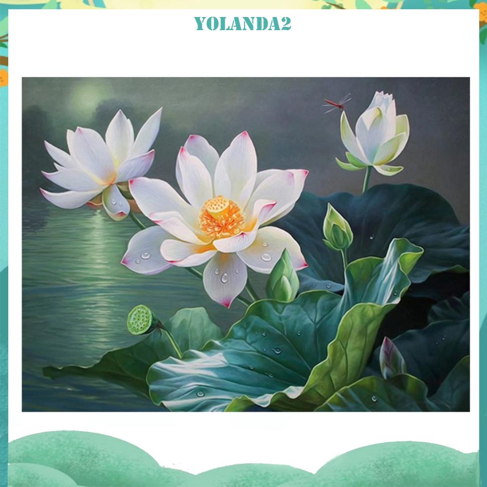Tranh Thêu Chữ Thập 11ct 50x40cm Hình Hoa Sen Tinh Tế