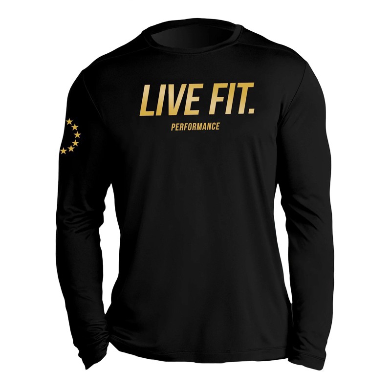 LIVE FIT Men's Sports Long-sleeved Shirt Comfortable Breathable Fashion Cotton Casual Top | BigBuy360 - bigbuy360.vn