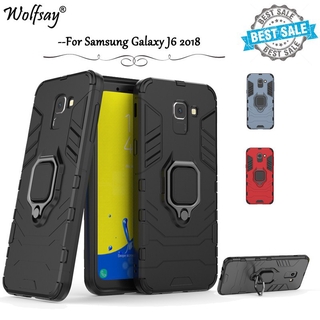 Ốp điện thoại vỏ cứng chống va đập có nhẫn đỡ tiện dụng cho Samsung Galaxy J6 2018