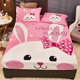 Sét ga gối nỉ nhung 3 món hoạt hình thỏ hồng