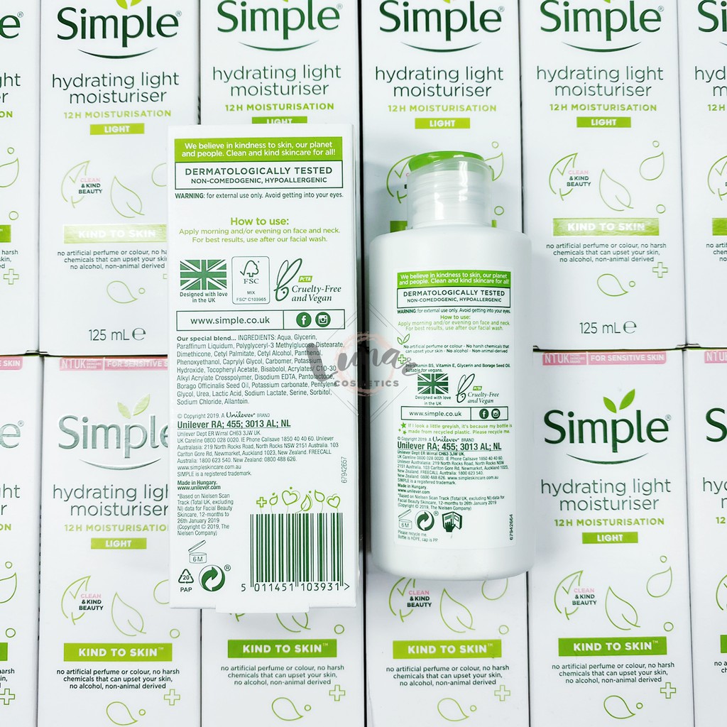 Kem Dưỡng Ẩm Simple Dành Cho Da Khô Nhạy Cảm 125ml