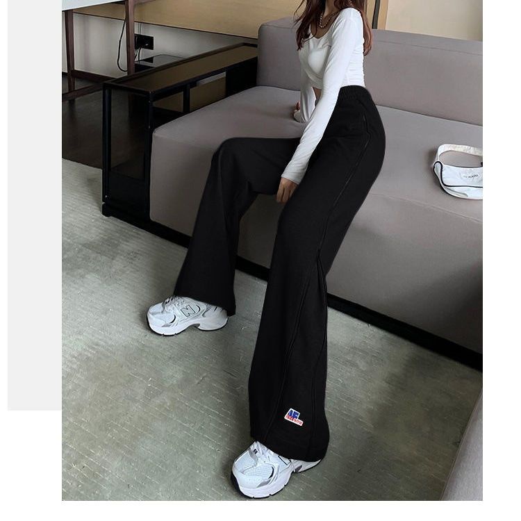 Jiashucheng Quần Thể Thao Ống Rộng Mỏng Màu Xám Phong Cách Harajuku Thu Đông Cho Nữ