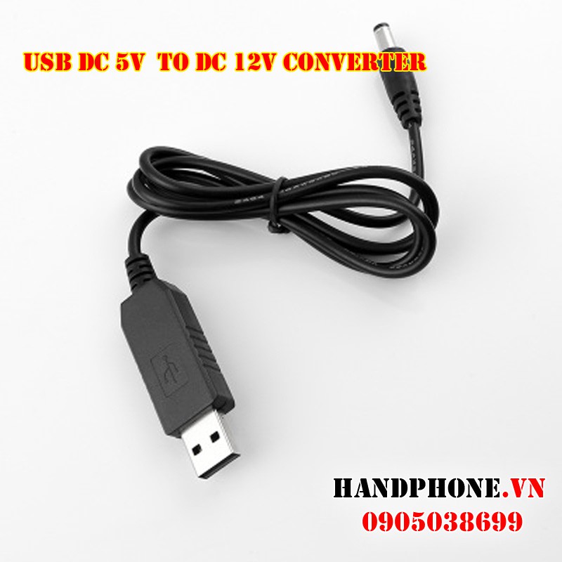 Cáp chuyển đổi dòng điện từ USB 5V DC sang 12V DC chân tròn 5.5mm