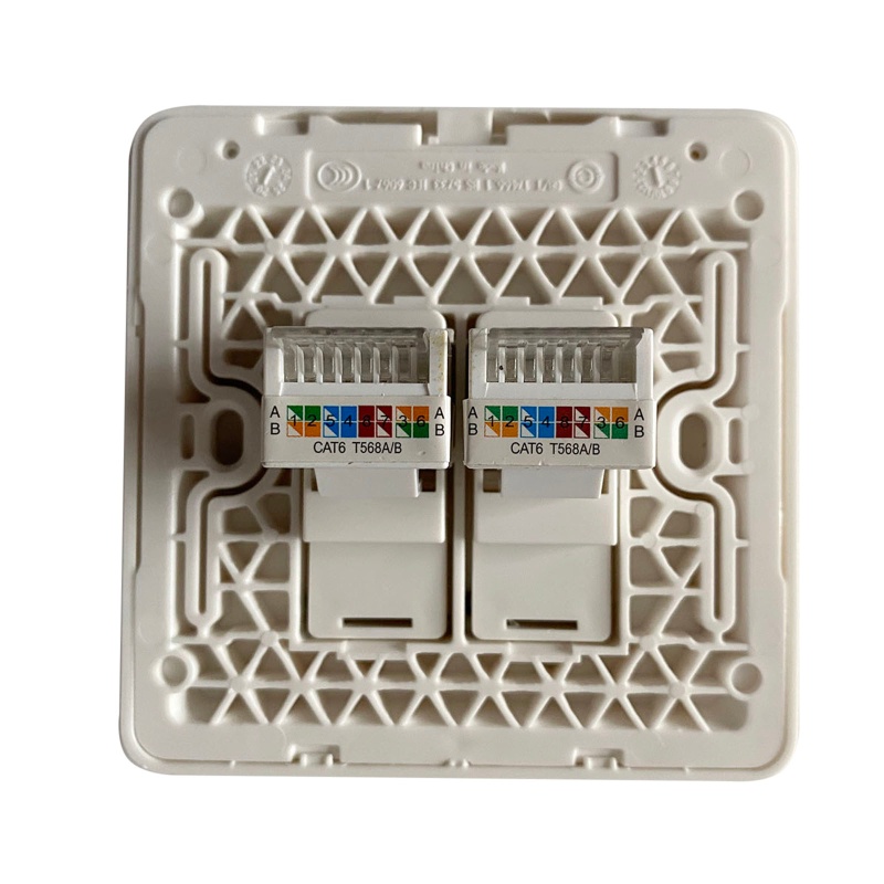 Ổ Cắm Điện Gắn Tường RJ45 CAT6 2 Cổng Chuyên Dụng