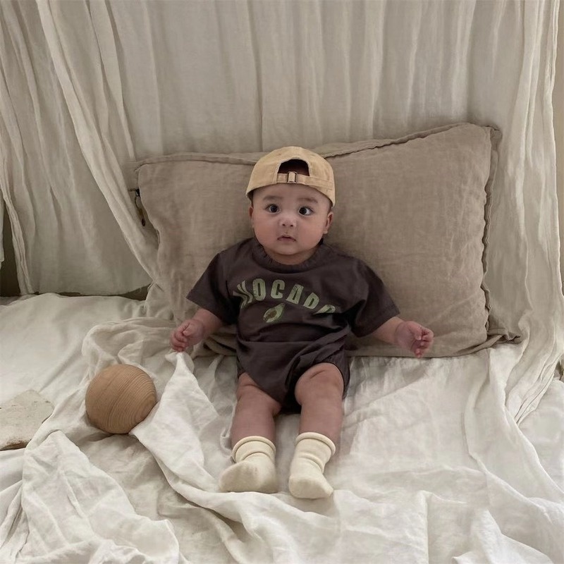 Bộ Áo Liền Quần Tay Ngắn In Họa Tiết Trái Cây Dễ Thương Thời Trang Mùa Hè Cho Bé Sơ Sinh Từ 0-2 Tuổi