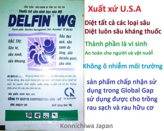 Chế phẩm SINH HỌC trị côn trùng đến TẬN GỐC, LÂU DÀI, AN TOÀN cho người dùng Delfin WG 10g