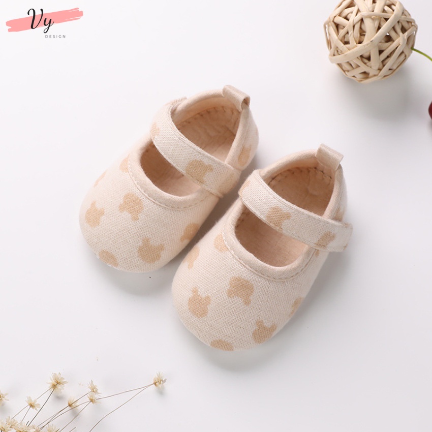 Giầy Tập Đi Cho Bé VY DESIGN. Giầy Cho Bé Sơ Sinh 0 12 Tháng Chống Trượt, Êm Mềm, Chất Liệu Cotton Tự Nhiên