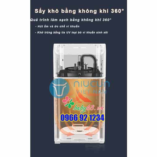 Máy pha sữa Niucun có tiệt trùng UV thông minh, sấy khô, pha được tất cả các loai sữa từ 35-70 độ