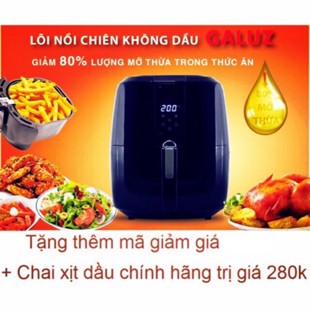 [ELHAT800 giảm tối đa 800K] Nồi chiên không dầu điện tử Galuz 5.2l GLA-616