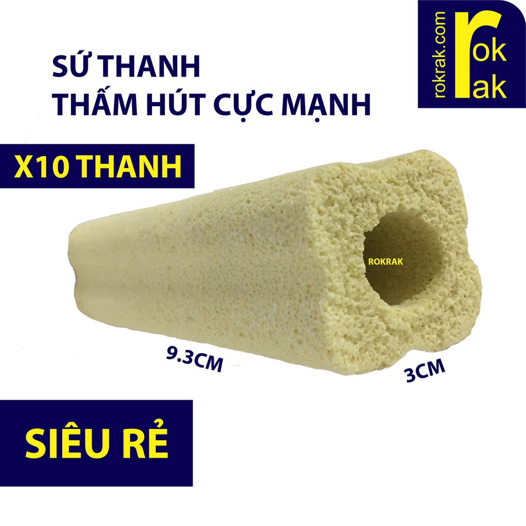 COMBO 10 Thanh sứ lọc vi sinh hoa mai vàng cỡ NHỎ cho hồ cá