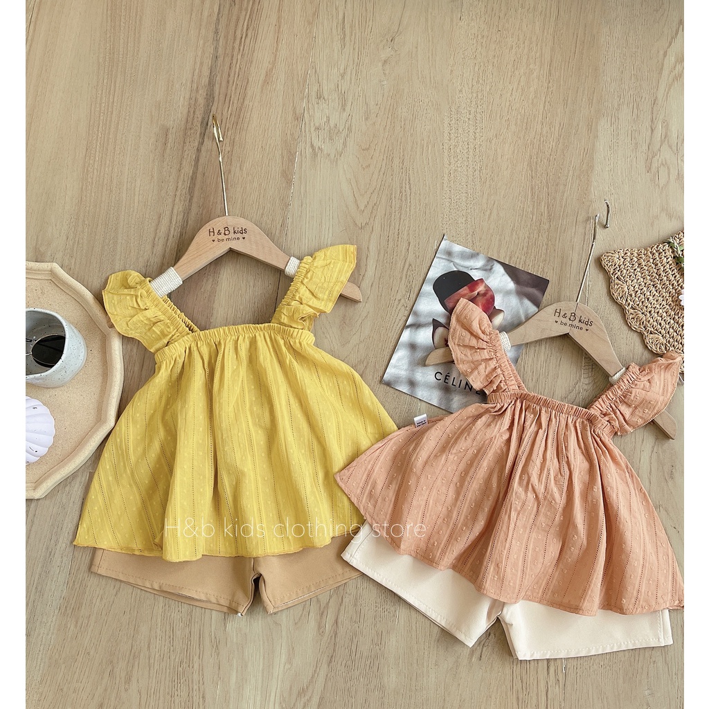 Bộ Đồ Cho Bé Gái Vải Đũi Thô Mềm Mát, Đồ Bộ Cho Bé Gái Quần Áo Cánh Tiên Điệu Đà - AN.KID