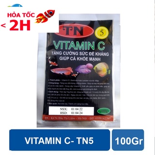 Vitamin C hòa tan cho cá cảnh, cá rồng, cá vàng, cá 7 màu guppy, cá rồng, cá Koi 100gr/gói - Giúp tăng sức đề kháng
