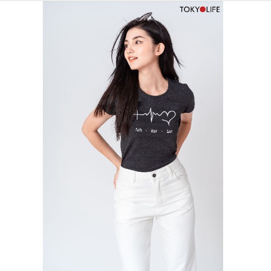 Áo T-Shirt Nữ TOKYOLIFE cổ tròn ngắn tay I9TSH522I