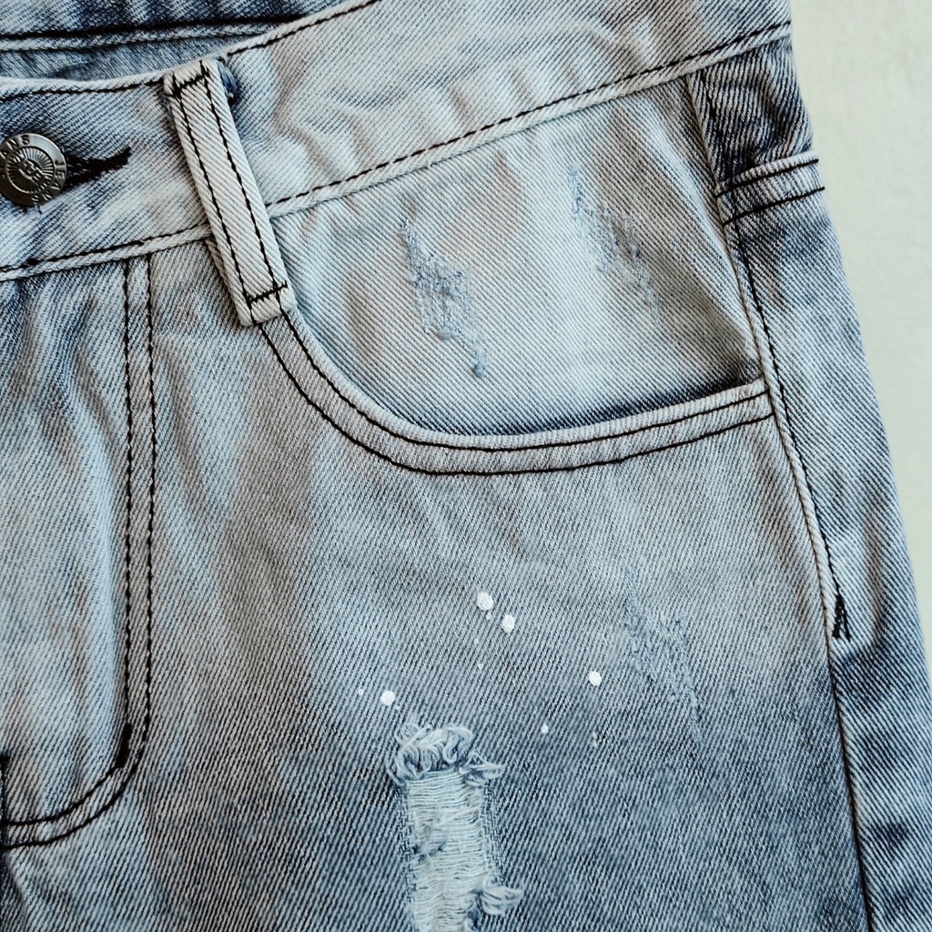 Quần short jean nam rách màu xanh nhạt mài VNXK Pon.mens