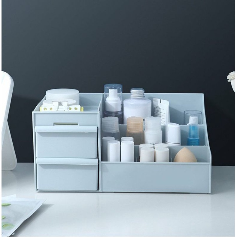 Kệ nhựa đựng mỹ phẩm 3 tầng 2 ngăn kéo