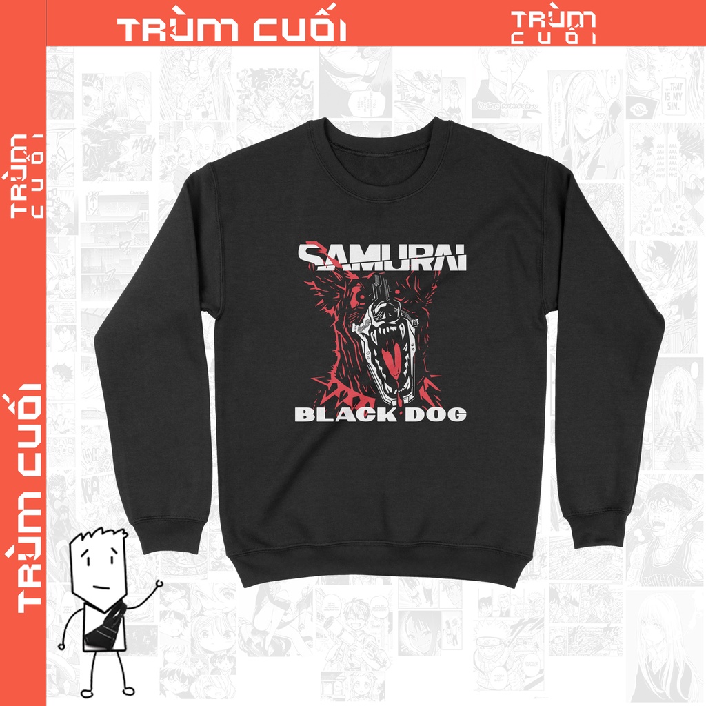Áo Sweater Samurai: Black Dog - Cyberpunk 2077 Unisex Trùm Cuối Game, Nỉ Bông 100% 2 màu nam nữ 0079