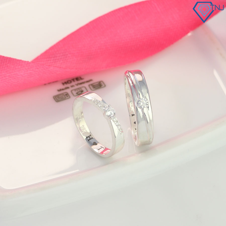 Nhẫn bạc cặp tình yêu nam nữ đính đá khắc tên ND0449 Trang Sức TNJ