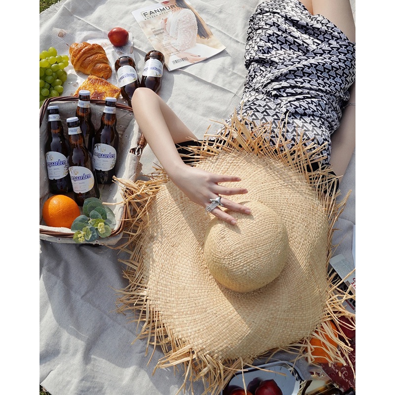 Mũ Cói Rộng Vành Che Nắng Đi Biển Thời Trang Mùa Hè Mới Cho Nữ