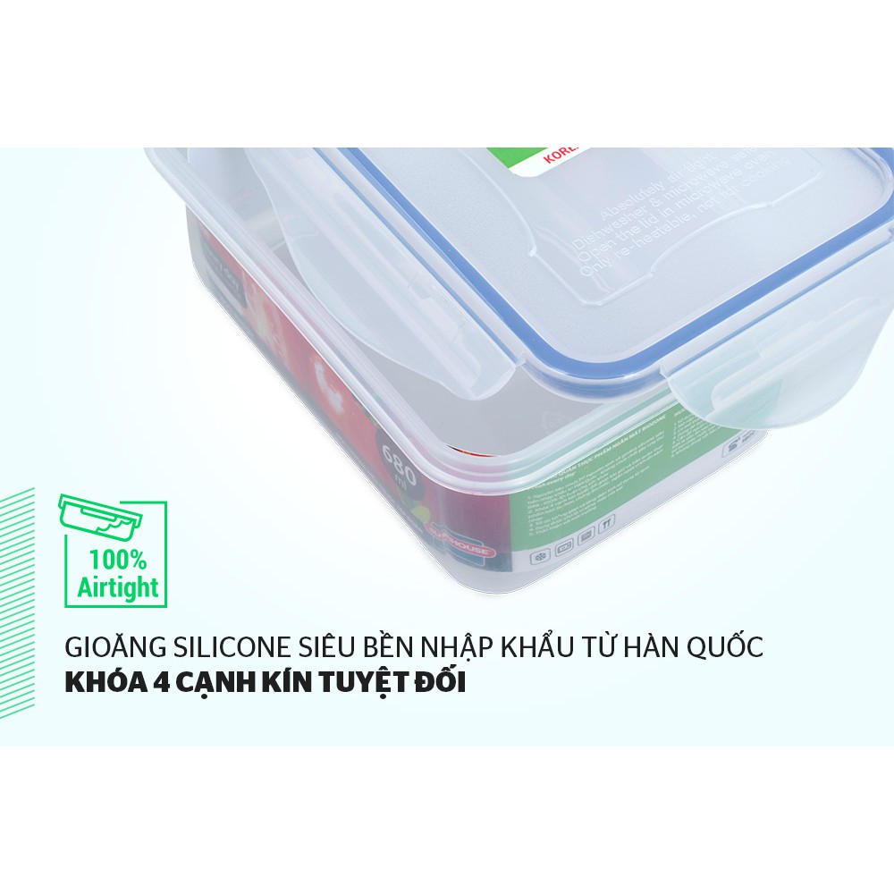 Hộp bảo quản thực phẩm ngăn mát BioZone 680ml KB-CO680P