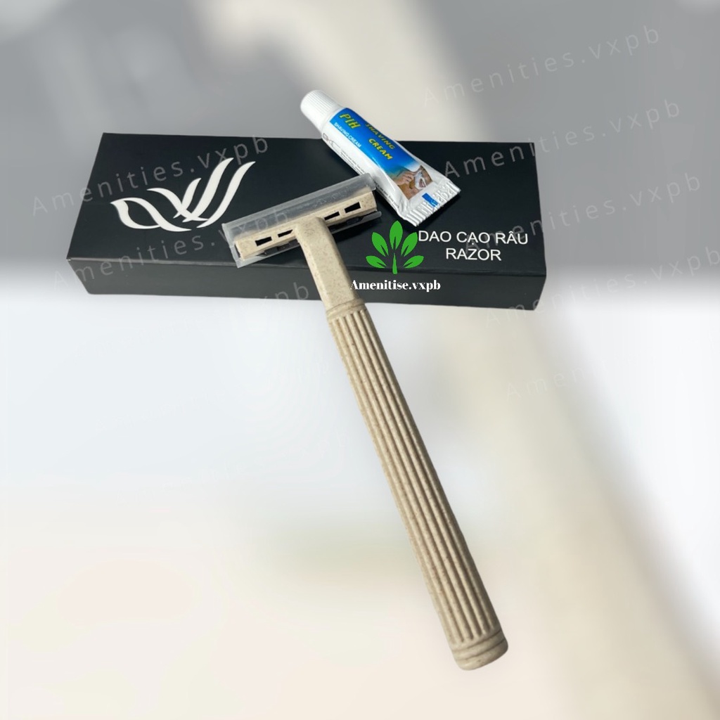 100 dao cạo lúa mạch mẫu 01 đựng vỏ hộp giấy (mẫu cánh chim) dùng 1 lần cho khách sạn