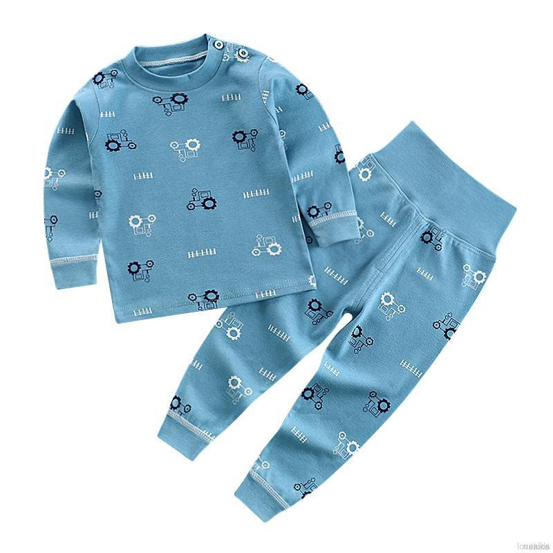 Bộ Đồ Ngủ Pijama Dài Tay Họa Tiết Hoạt Hình Cho Bé Từ 0-7 Tuổi