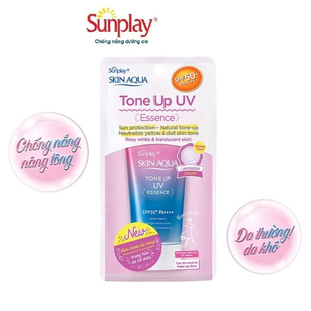 Tinh chất chống nắng nâng tông dành cho da khô/thường Sunplay Skin Aqua Tone Up UV Essence (lavender) 50g