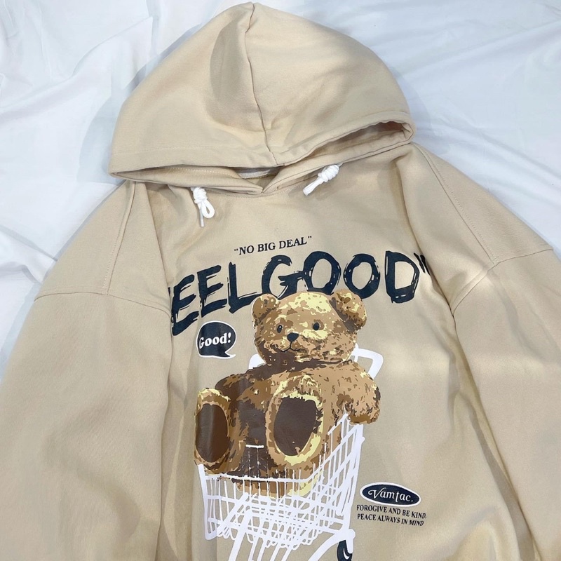 [ sẵn ] Áo Hoodie Nỉ Dáng Rộng BEAR 3D [ nam nữ mặc ] | BigBuy360 - bigbuy360.vn