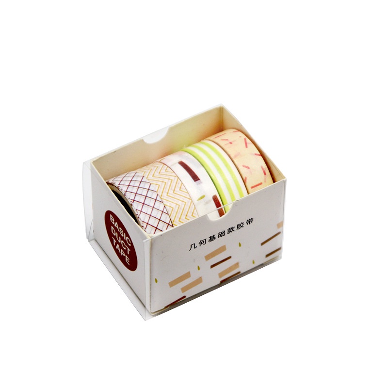 Bộ 5 cuộn băng keo washi phong cách dễ thương trang trí sổ CREAMY
