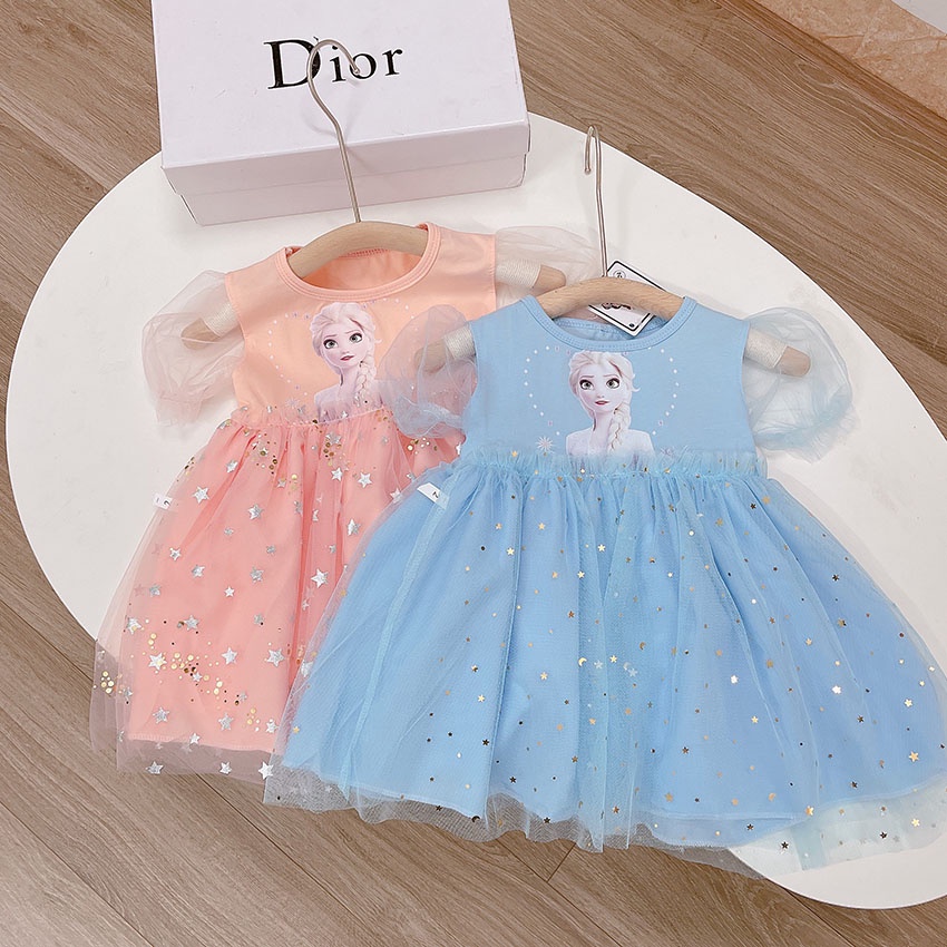 VÁY CÔNG CHÚA ELSA CHO BÉ GÁI HÌNH IN 3D XỊN XÒ, PHỐI REN MỀM, PHẦN VÁY 3 LỚP BỒNG BỀNH SIZE 9-21KG [V41]