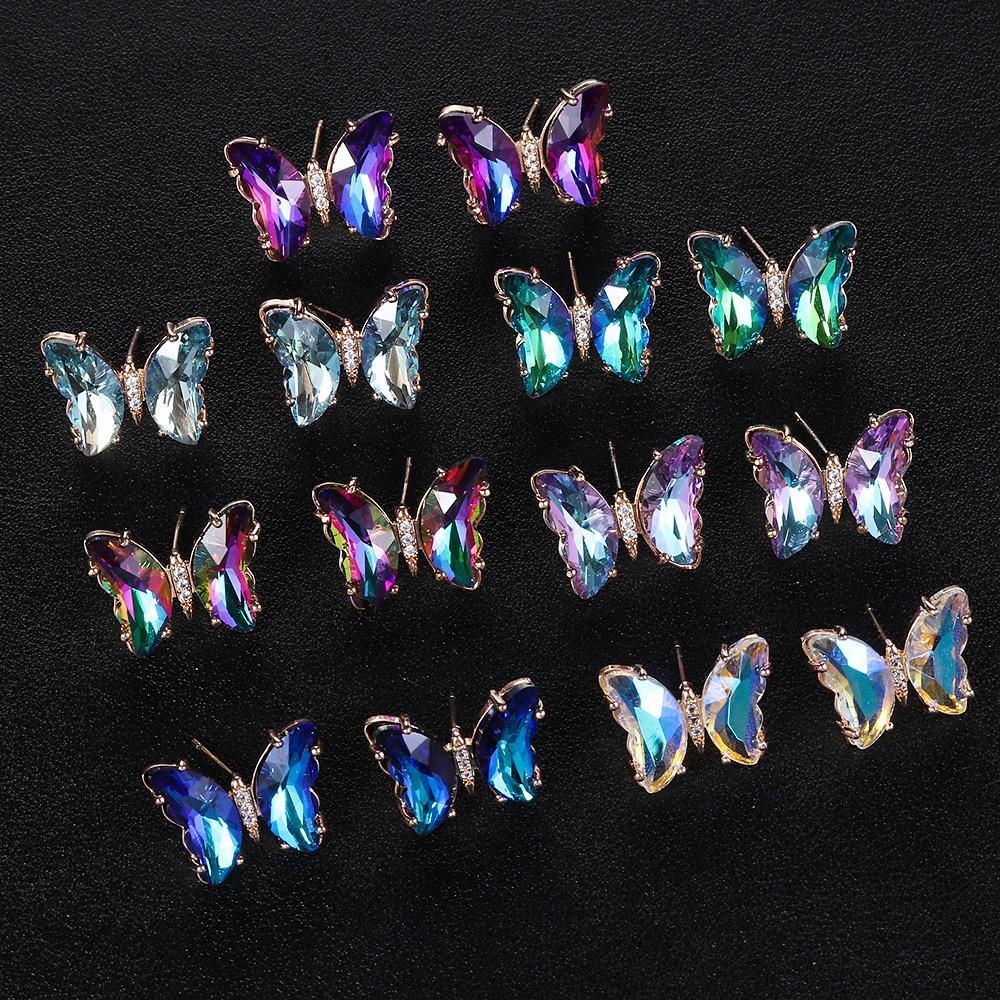 1 Cặp Khuyên Tai Xỏ Lỗ Màu Sắc Gradient Cổ Điển Dành Cho Nữ