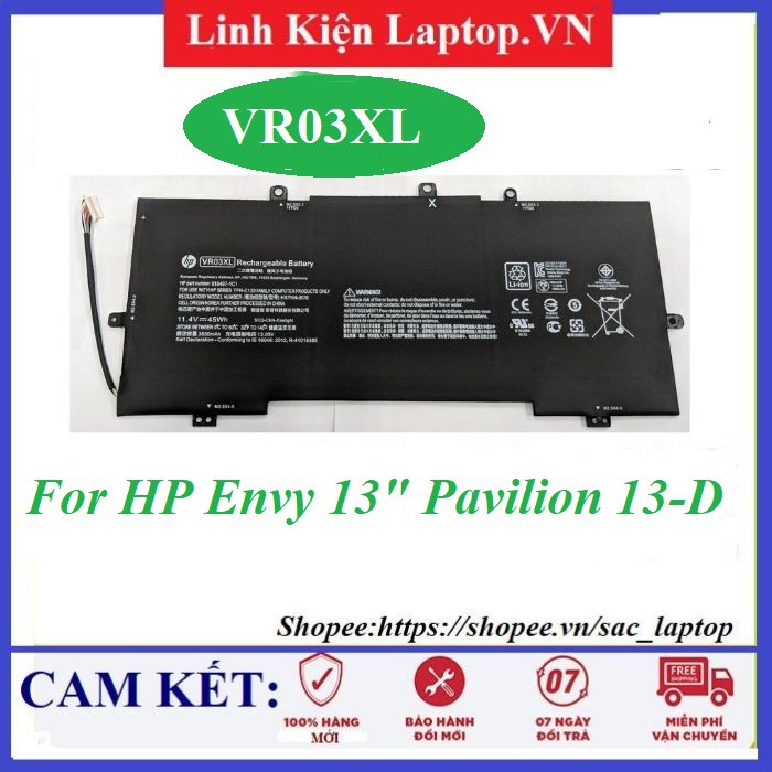 🎁PIN ZIN 🎁 Pin Laptop HP VR03XL battery for HP Envy 13" Pavilion 13-D