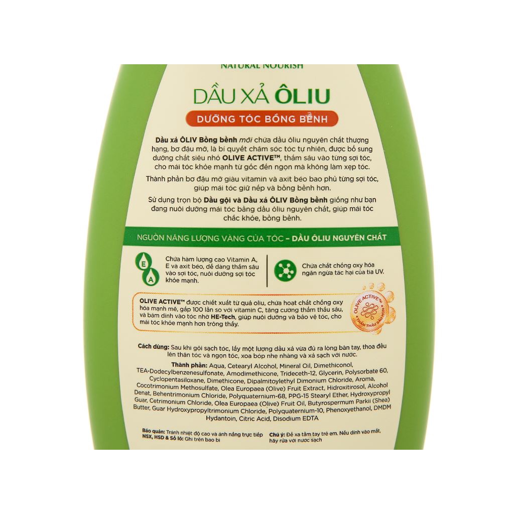Dầu xả Ôliv dưỡng tóc bồng bềnh chai 250ml - Hàng Chính hãng