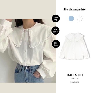 Áo sơ mi cổ bèo chất liệu Popplin, phong cách Hàn quốc thích hợp đi học đi làm Kuchimachic mã 0087