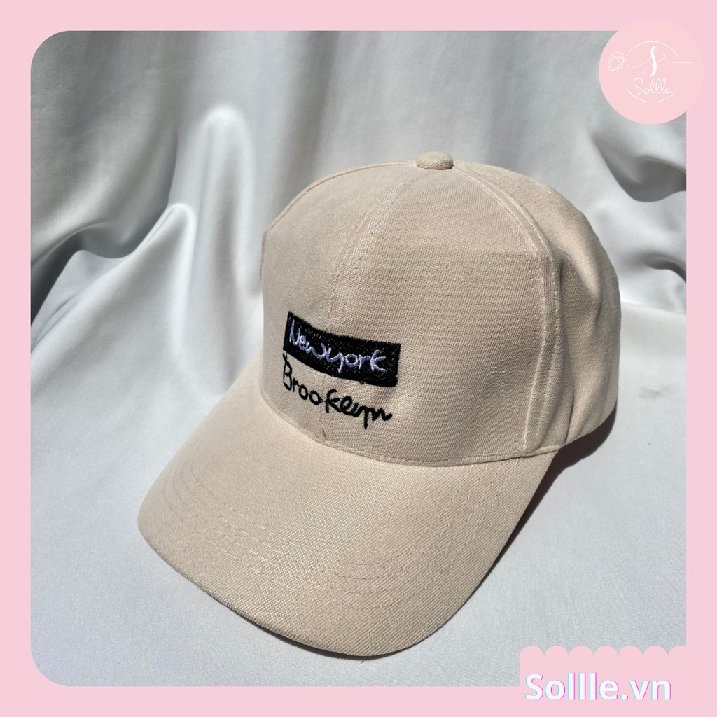 Nón lưỡi trai nam nữ thêu chữ New York, mũ bóng chày Unisex Hàn Quốc Sollle M02L
