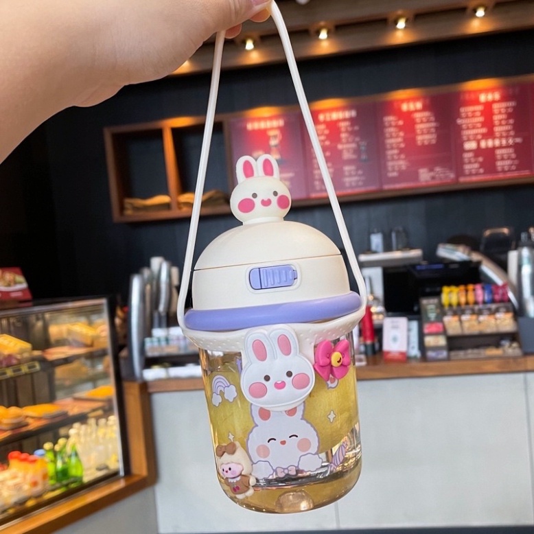 Bình Nước Cho Bé Tặng kèm Sticker FREESHIPBình Nước Có Nắp Hình Động Vật Dễ Thương